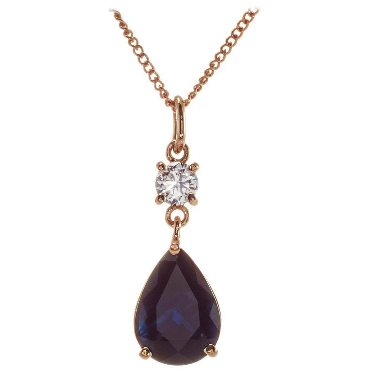 Peter Suchy Pear Sapphire Diamond Pendant 18k White Gold