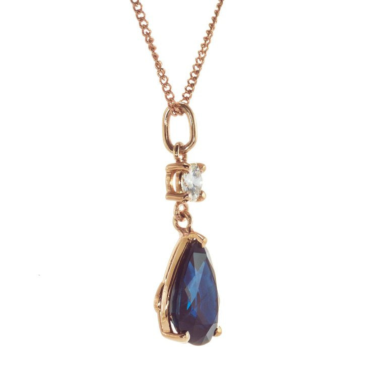 Peter Suchy Pear Sapphire Diamond Pendant 18k White Gold – image 3