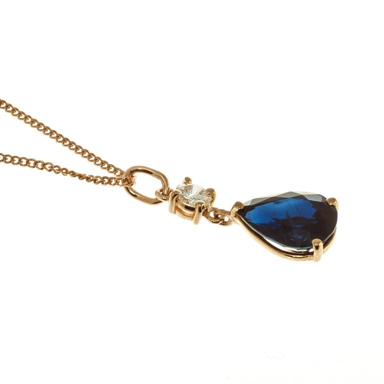 Peter Suchy Pear Sapphire Diamond Pendant 18k White Gold – image 5