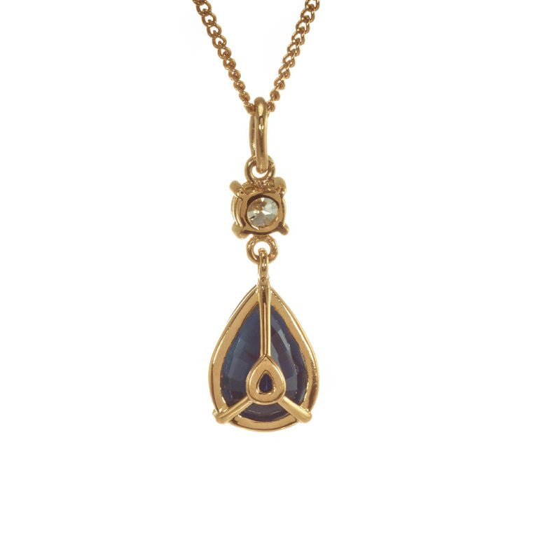 Peter Suchy Pear Sapphire Diamond Pendant 18k White Gold – image 4