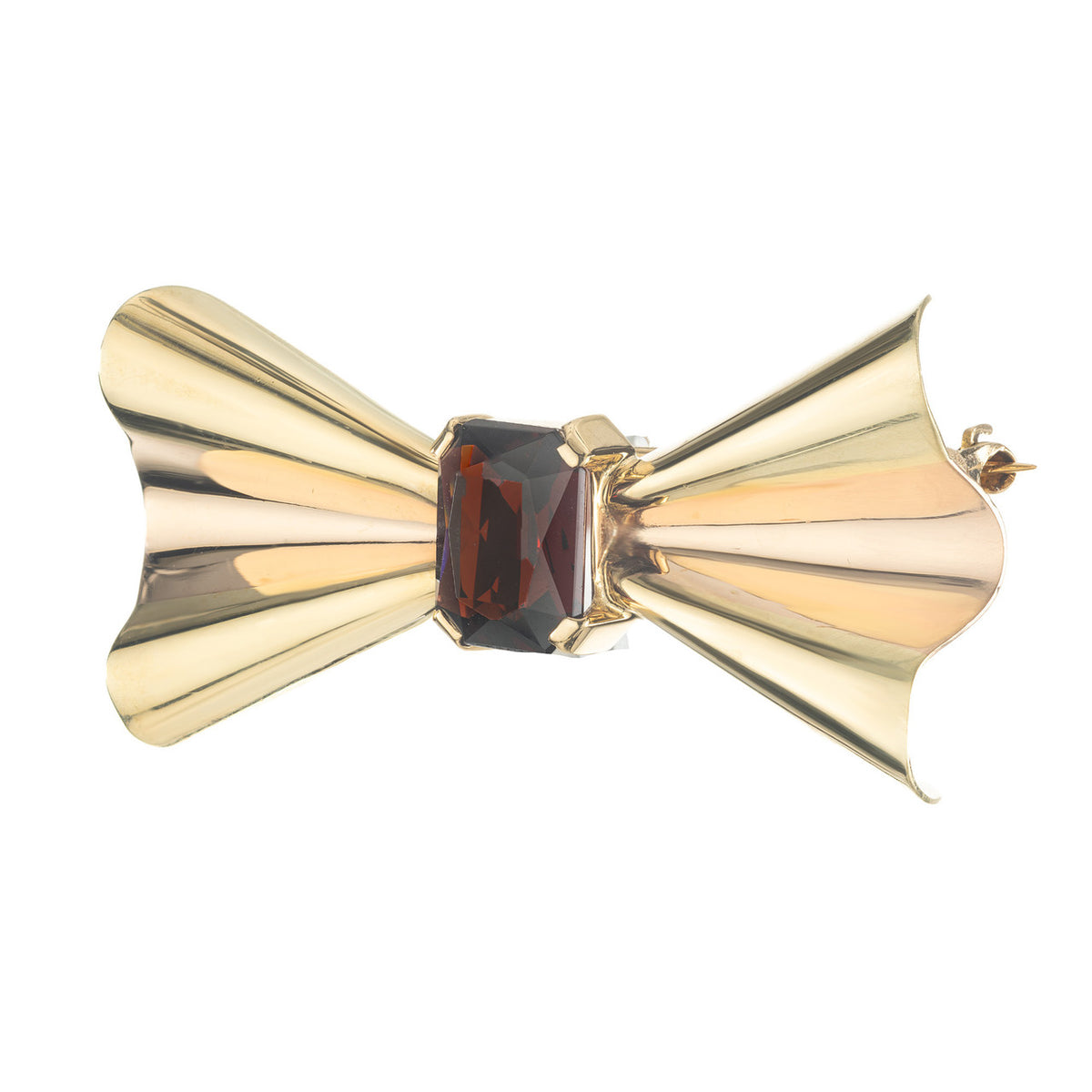 Tiffany & Co. 3.50 Carat Red Garnet Two Tone Folded Bow Brooch – image 2