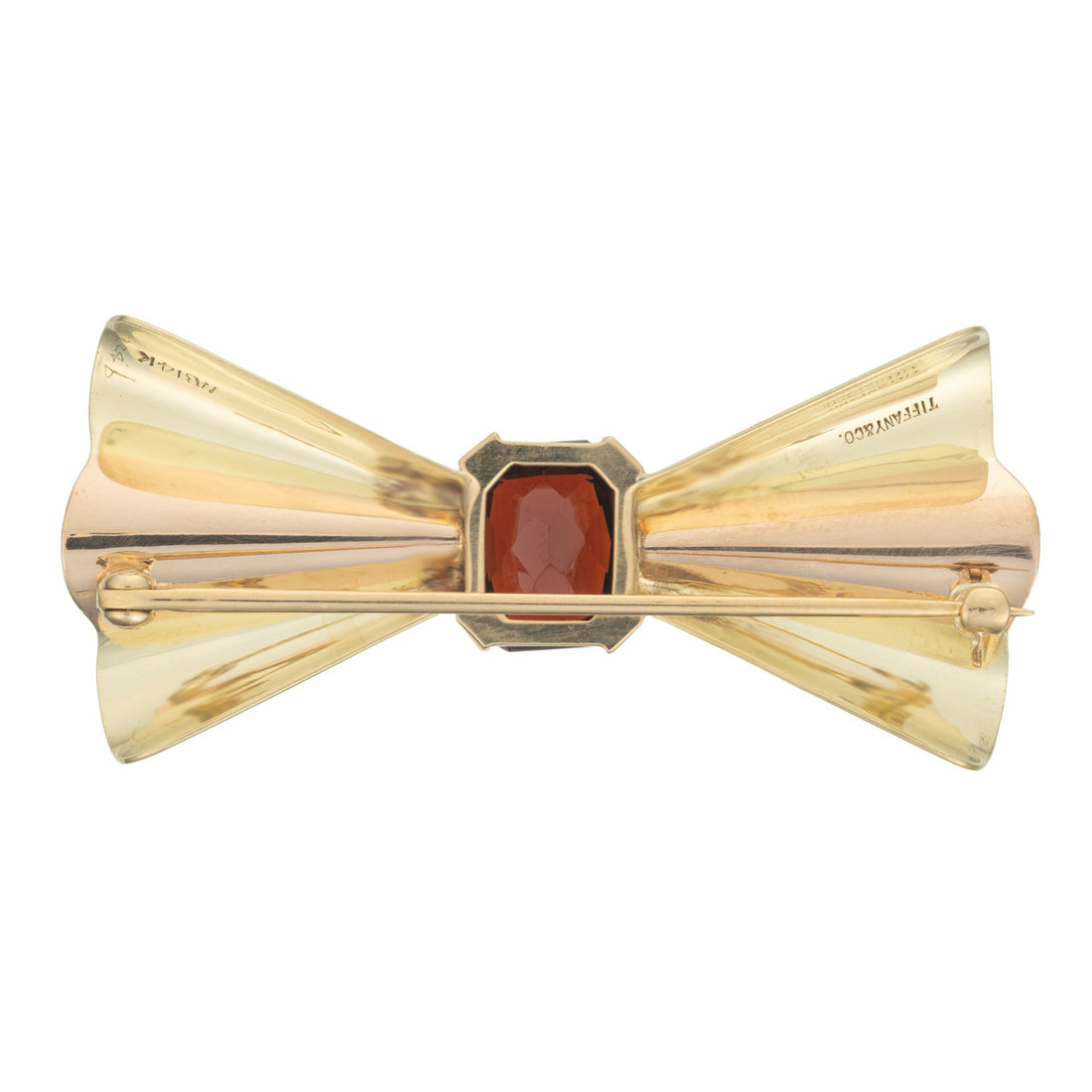 Tiffany & Co. 3.50 Carat Red Garnet Two Tone Folded Bow Brooch – image 4