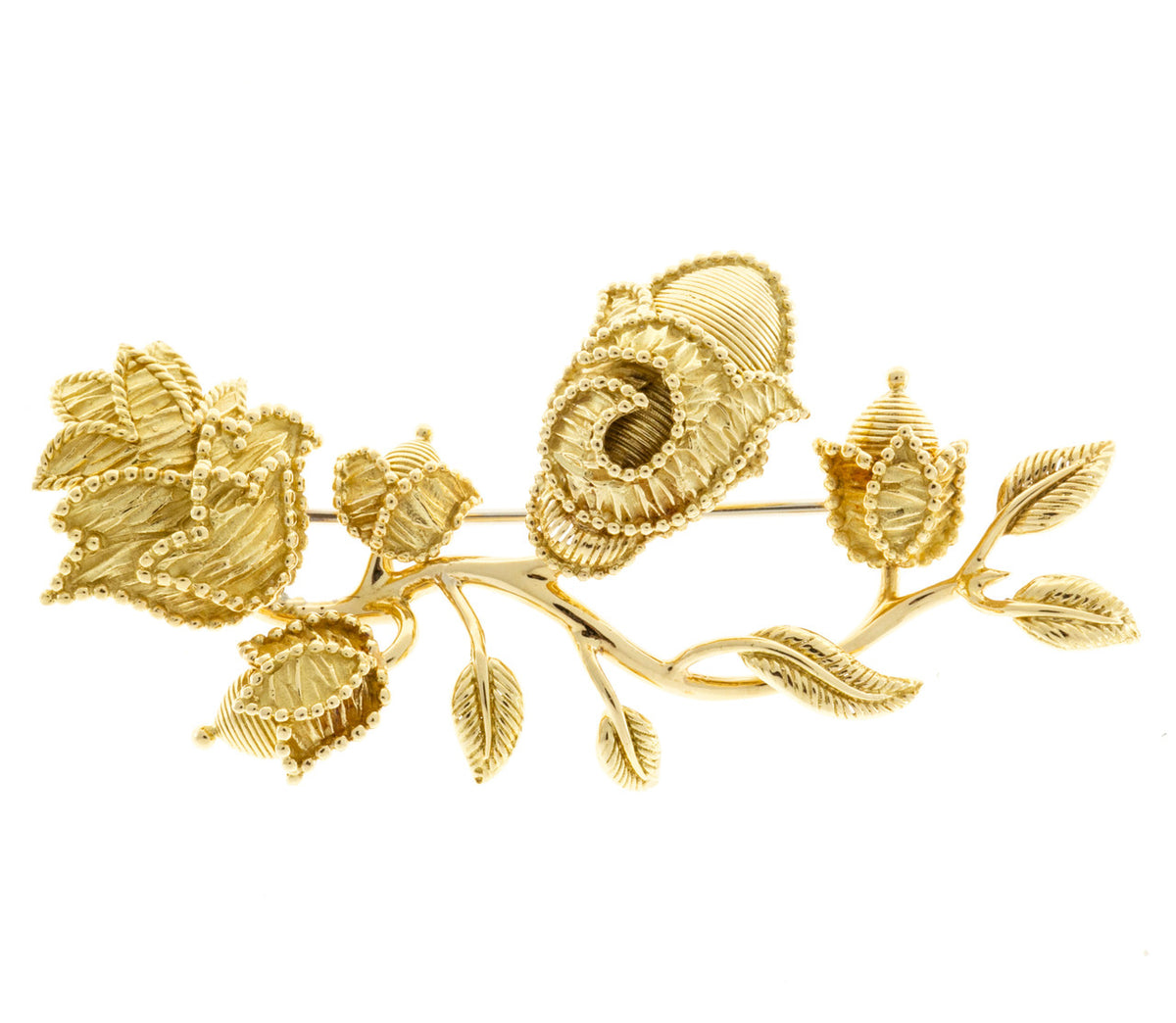 Tiffany & Co. Gold Flower Mid Century Flower Brooch