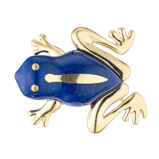 Tiffany & Co Lapis Lazuli 18k Yellow Gold Frog Brooch