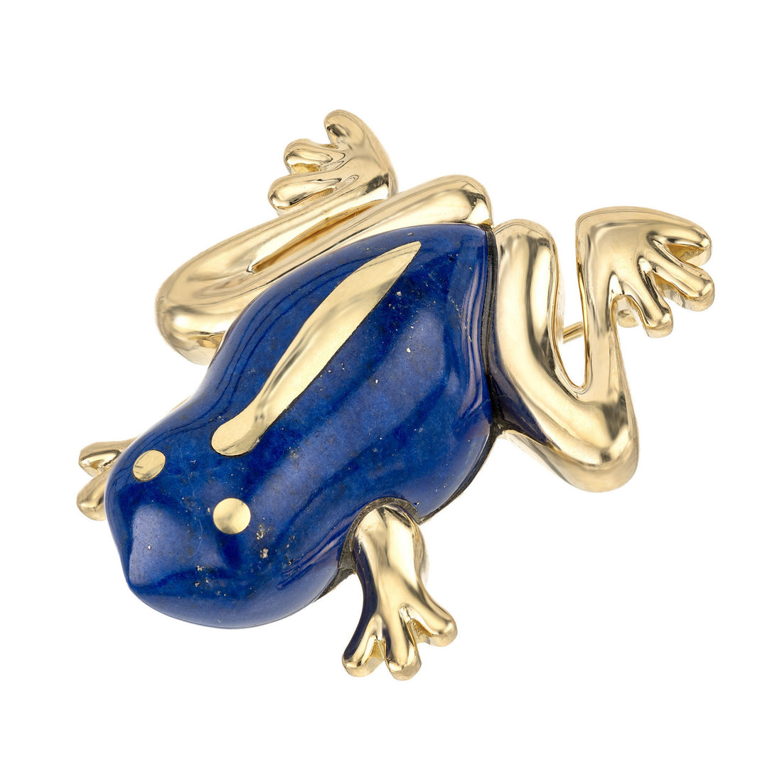 Tiffany & Co Lapis Lazuli 18k Yellow Gold Frog Brooch – image 3