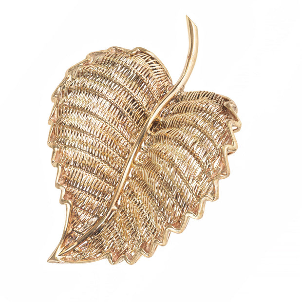 Tiffany & Co. Yellow Gold Mid-Century Wire Leaf Brooch