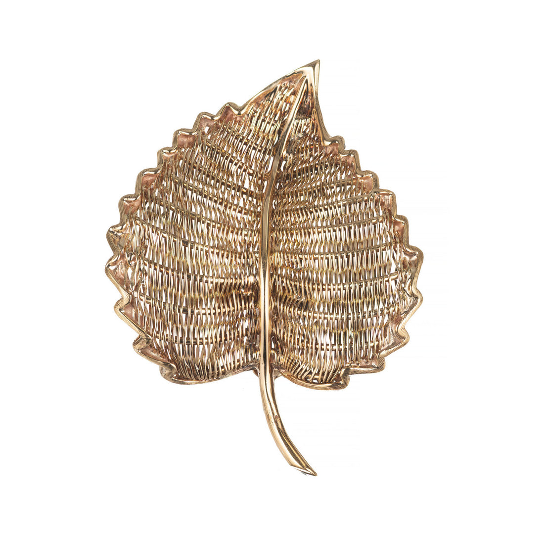 Tiffany & Co. Yellow Gold Mid-Century Wire Leaf Brooch – image 6