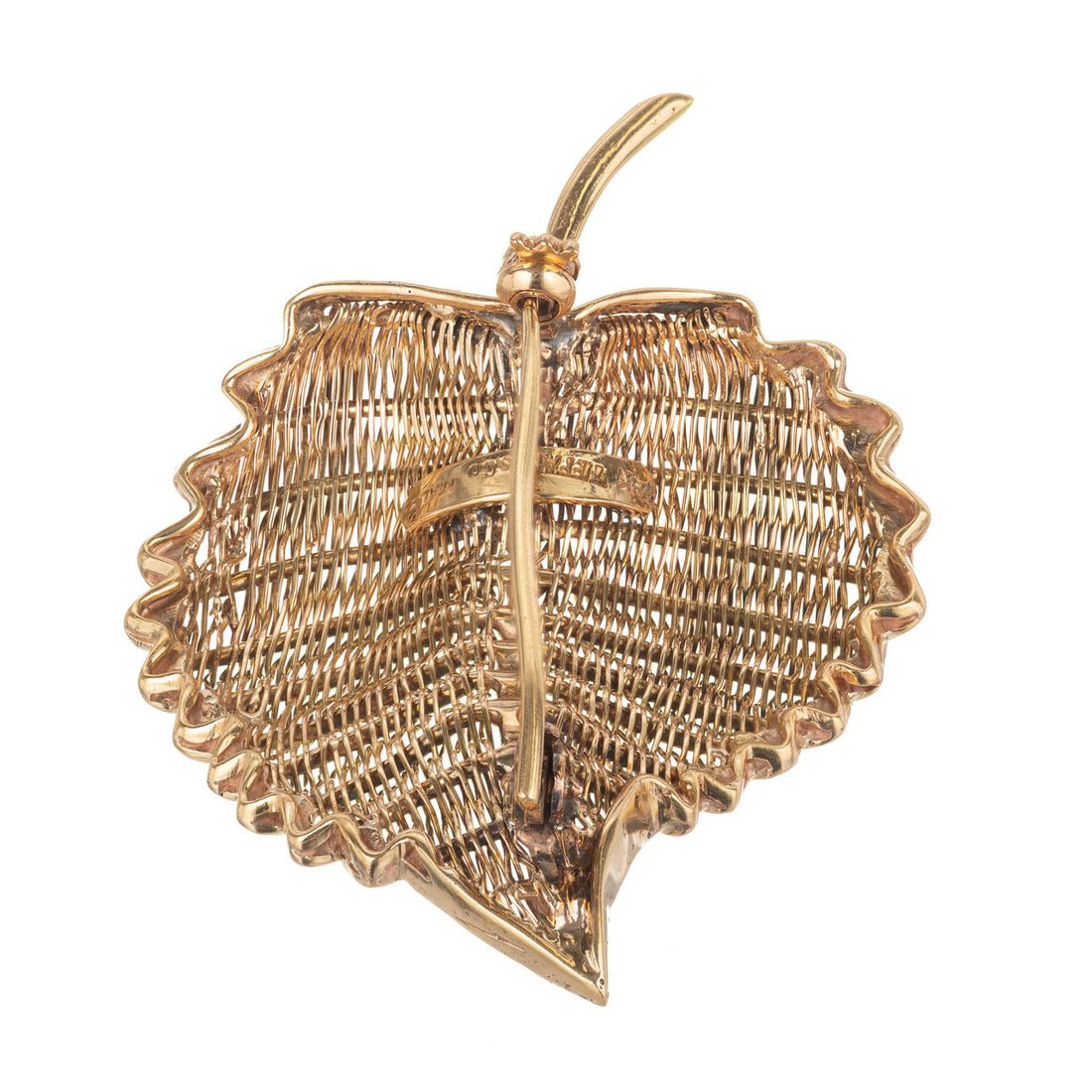 Tiffany & Co. Yellow Gold Mid-Century Wire Leaf Brooch – image 4