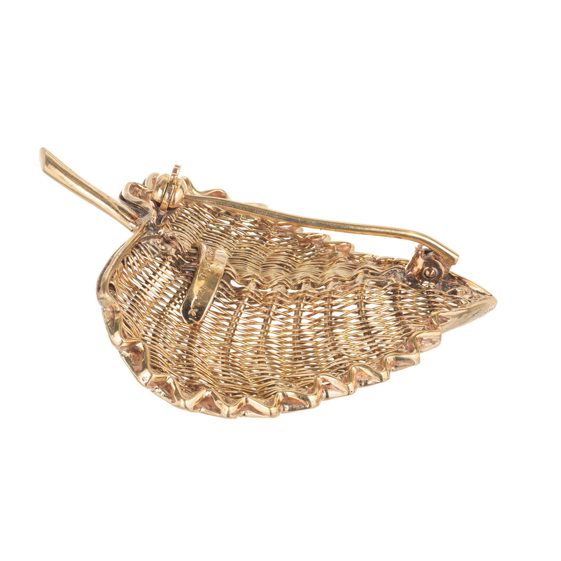 Tiffany & Co. Yellow Gold Mid-Century Wire Leaf Brooch – image 2
