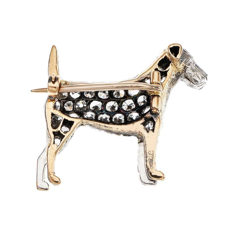 1.24 Carat Pave Diamond Ruby Gold Pointer Dog Brooch – image 3