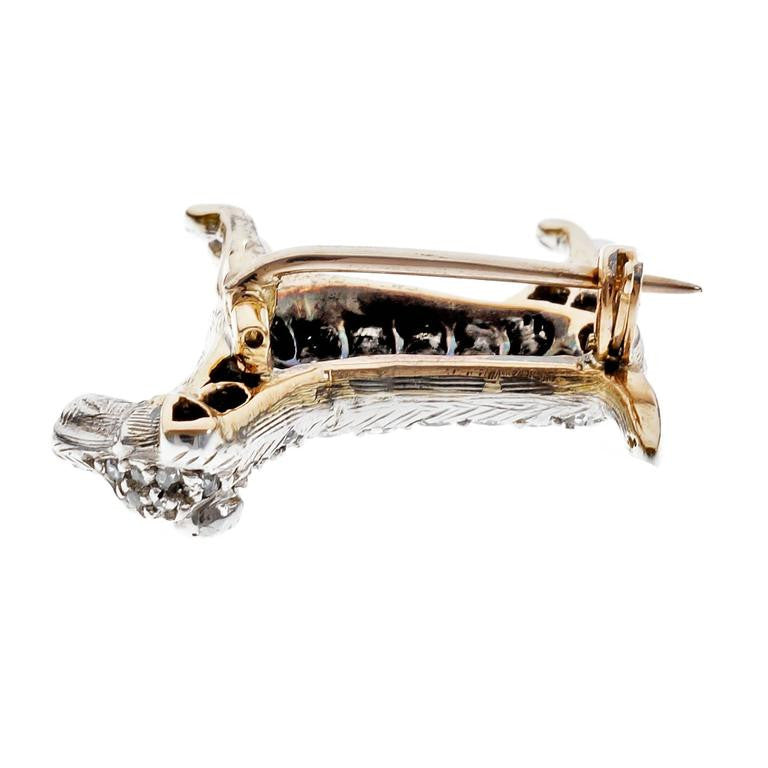 1.24 Carat Pave Diamond Ruby Gold Pointer Dog Brooch – image 4