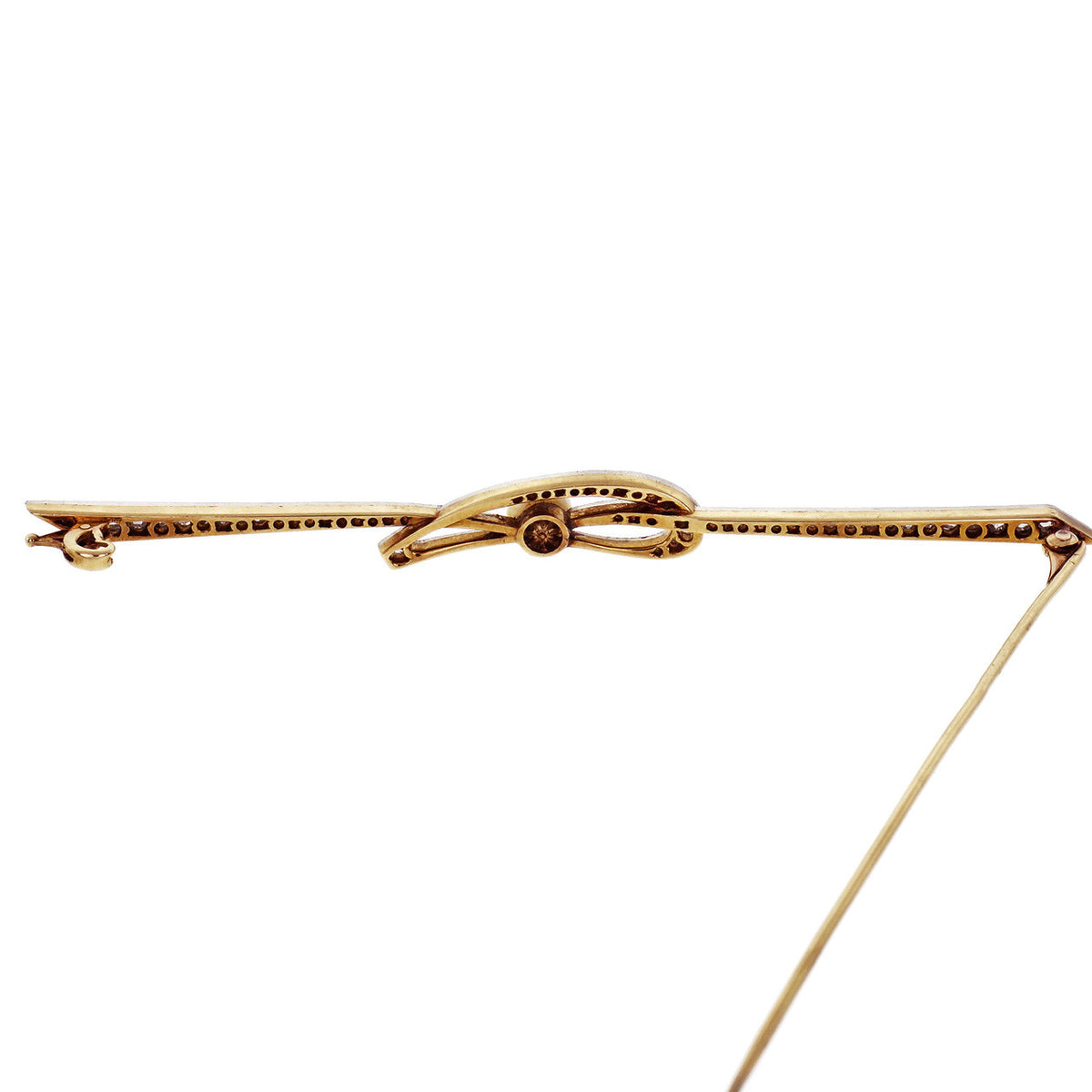 Antique 18k Yellow Gold & Platinum Pearl & Diamond Pin – image 5