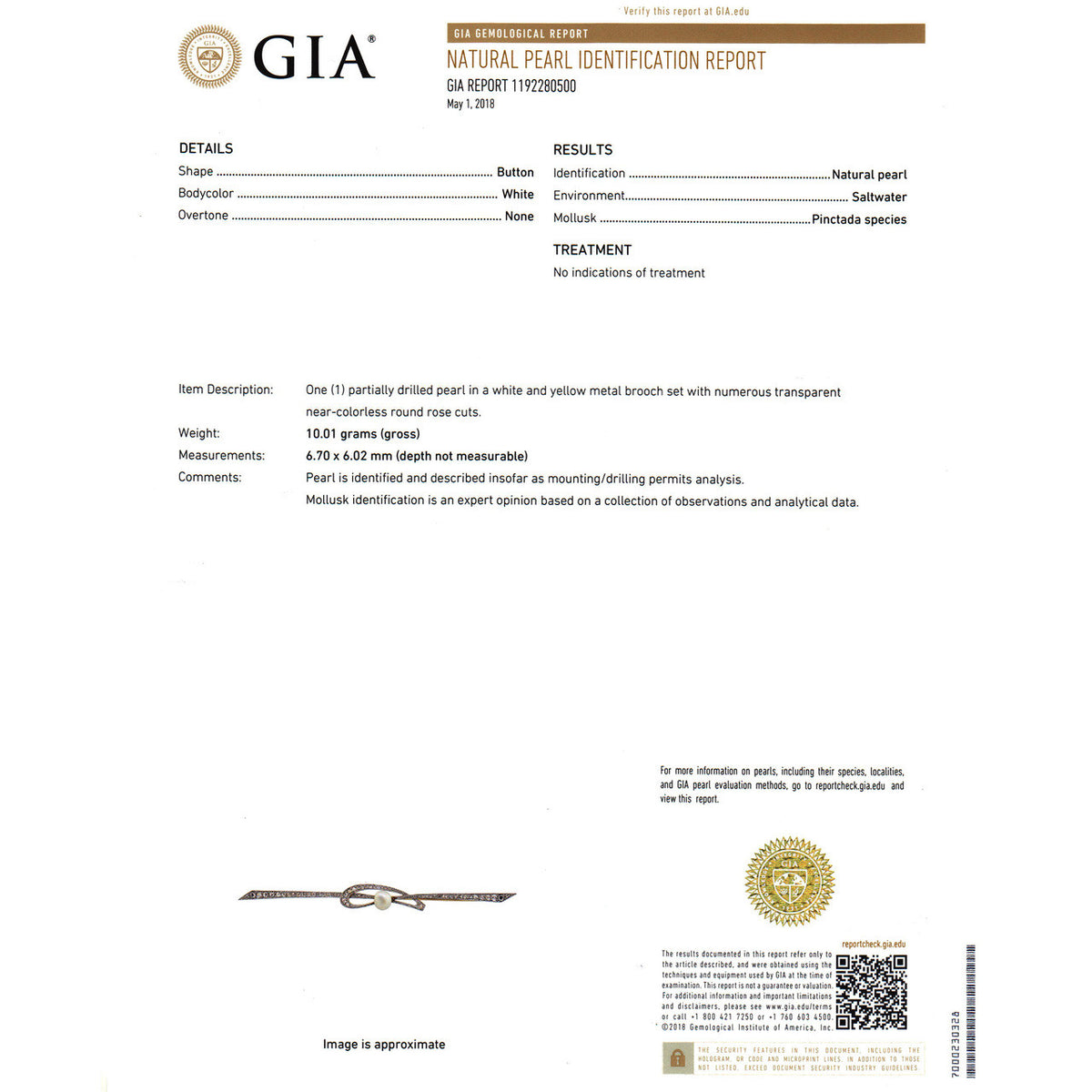 Antique 18k Yellow Gold & Platinum Pearl & Diamond Pin – image 6