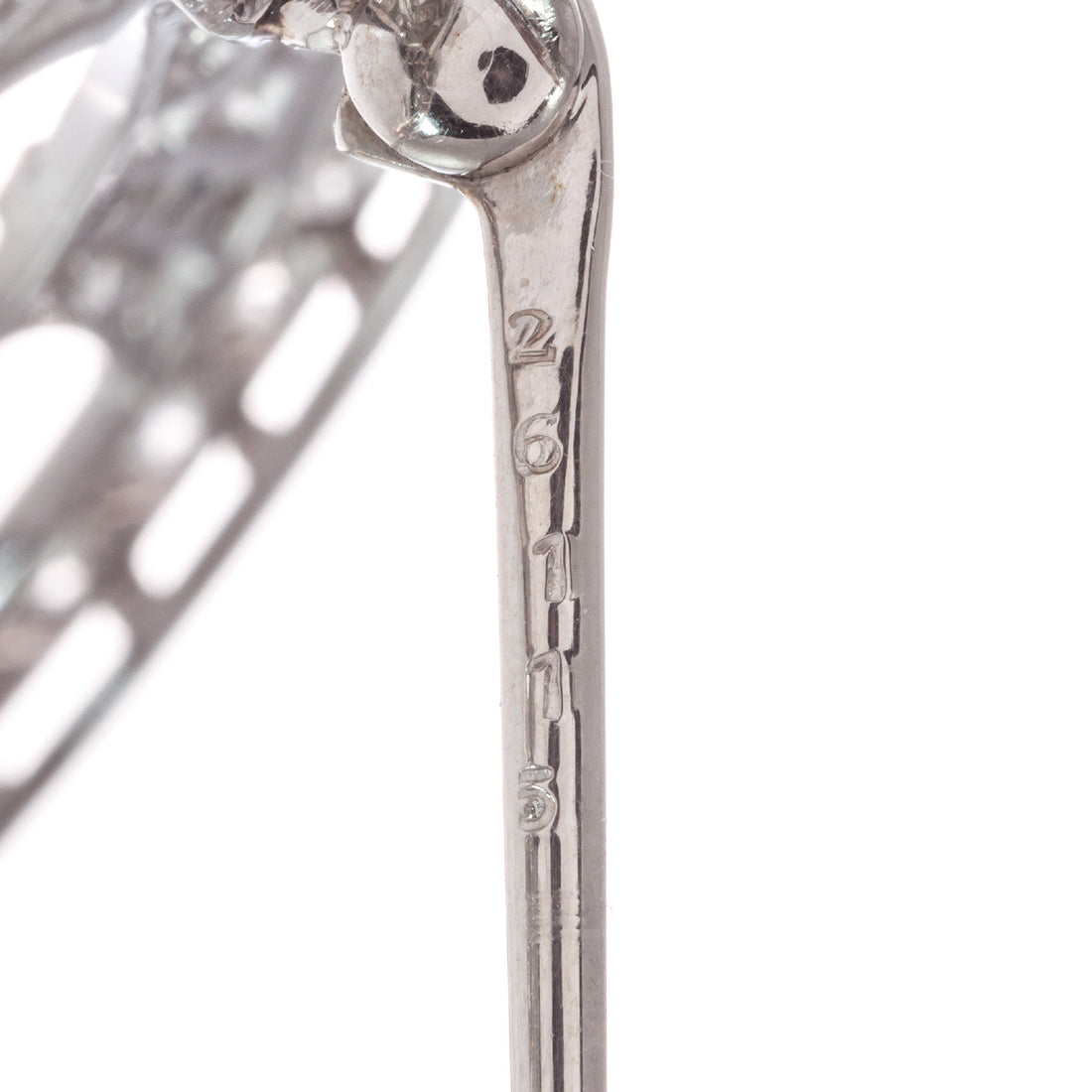 2.00 Carat Diamond Sapphire 14k White Gold Bow Motif Open Circle Brooch – image 7