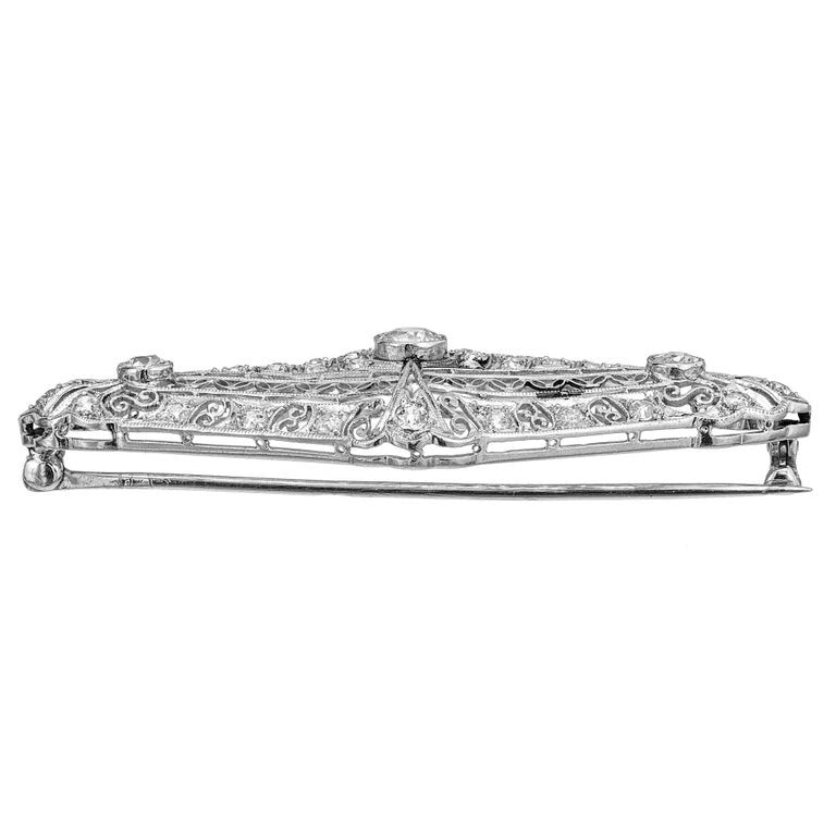 1.45 Carat Diamond Platinum Edwardian Brooch – image 3