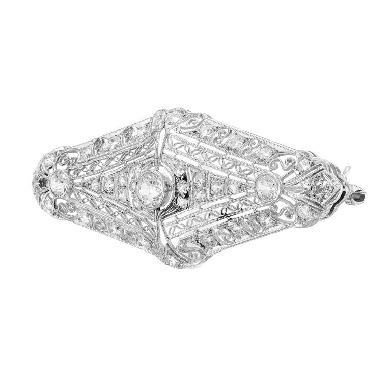 1.45 Carat Diamond Platinum Edwardian Brooch – image 2