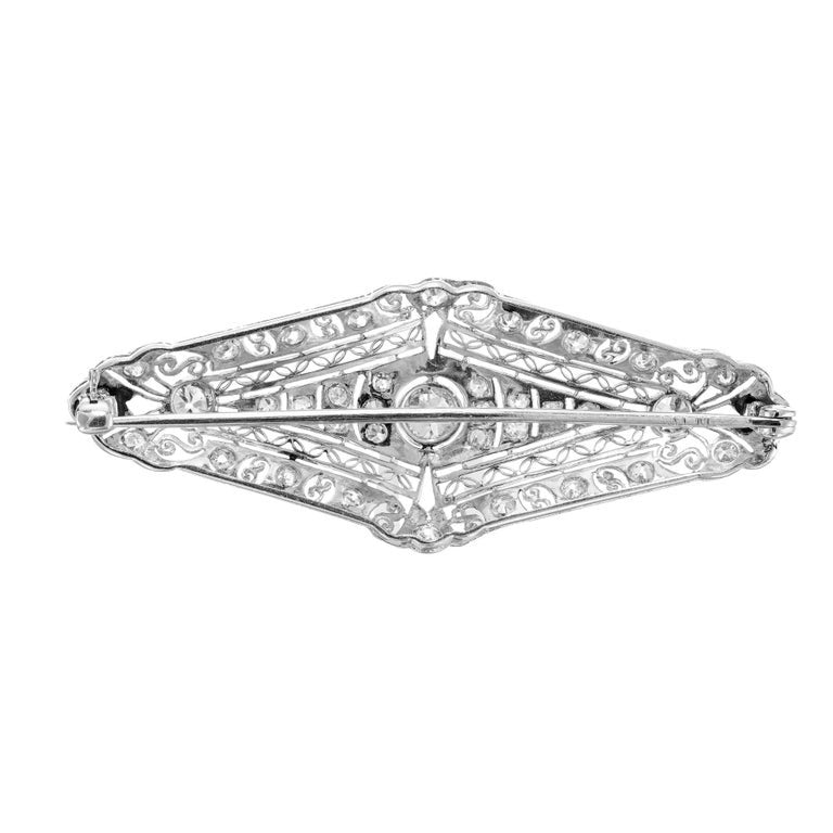 1.45 Carat Diamond Platinum Edwardian Brooch – image 4