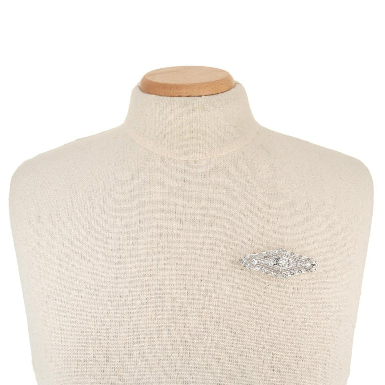 1.45 Carat Diamond Platinum Edwardian Brooch – image 5
