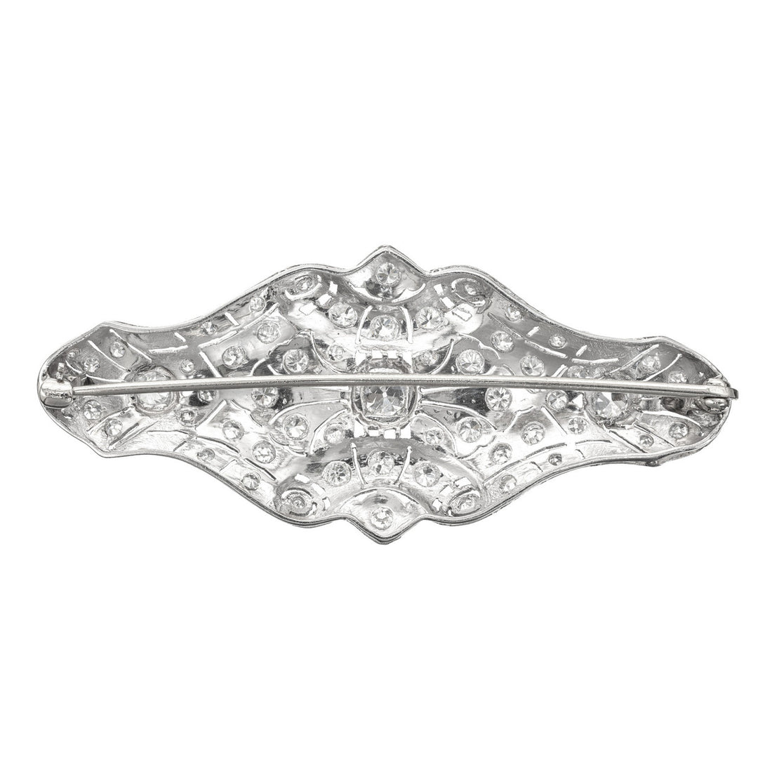 2.48 Carat Old European Diamond Art Deco Domed Platinum Brooch – image 4