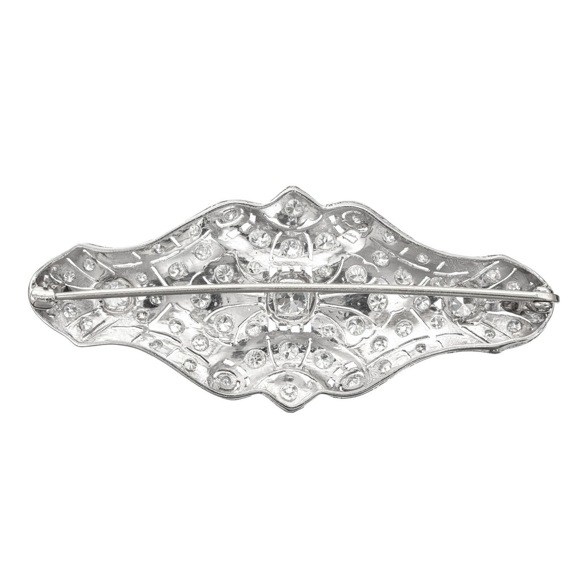 2.48 Carat Old European Diamond Art Deco Domed Platinum Brooch – image 4