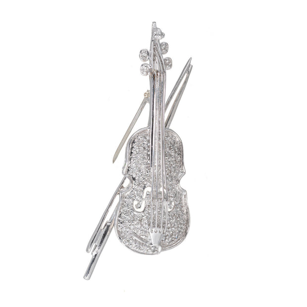 .60 Carat Diamond Platinum Violin Pendant Brooch