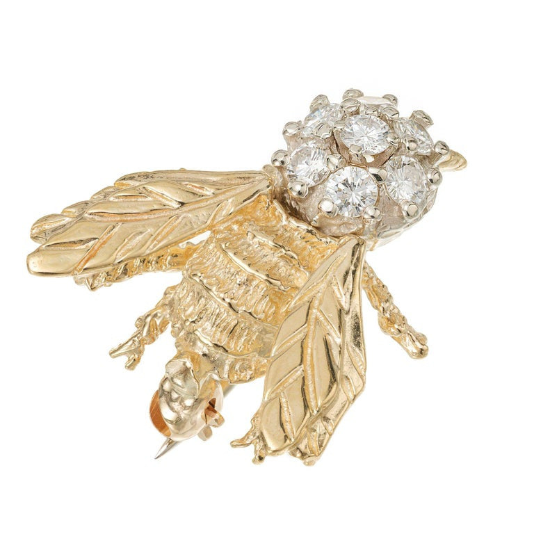 .42 Carat Diamond Two Tone Gold Bee Brooch – image 2