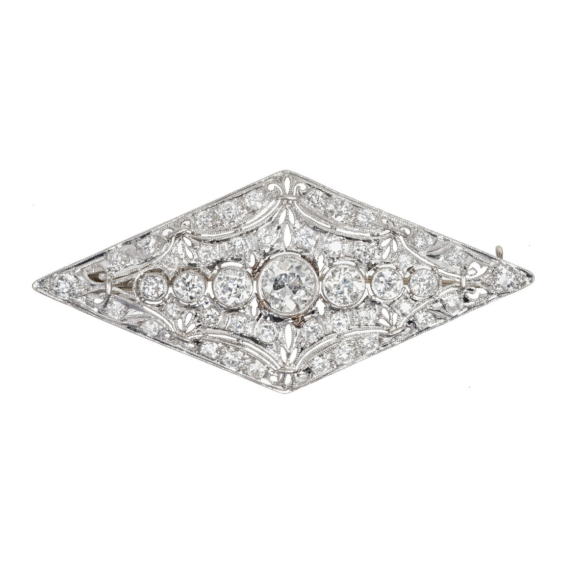 Vintage Art Deco Old European 3.75ct Cut Platinum Diamond Pin – image 2