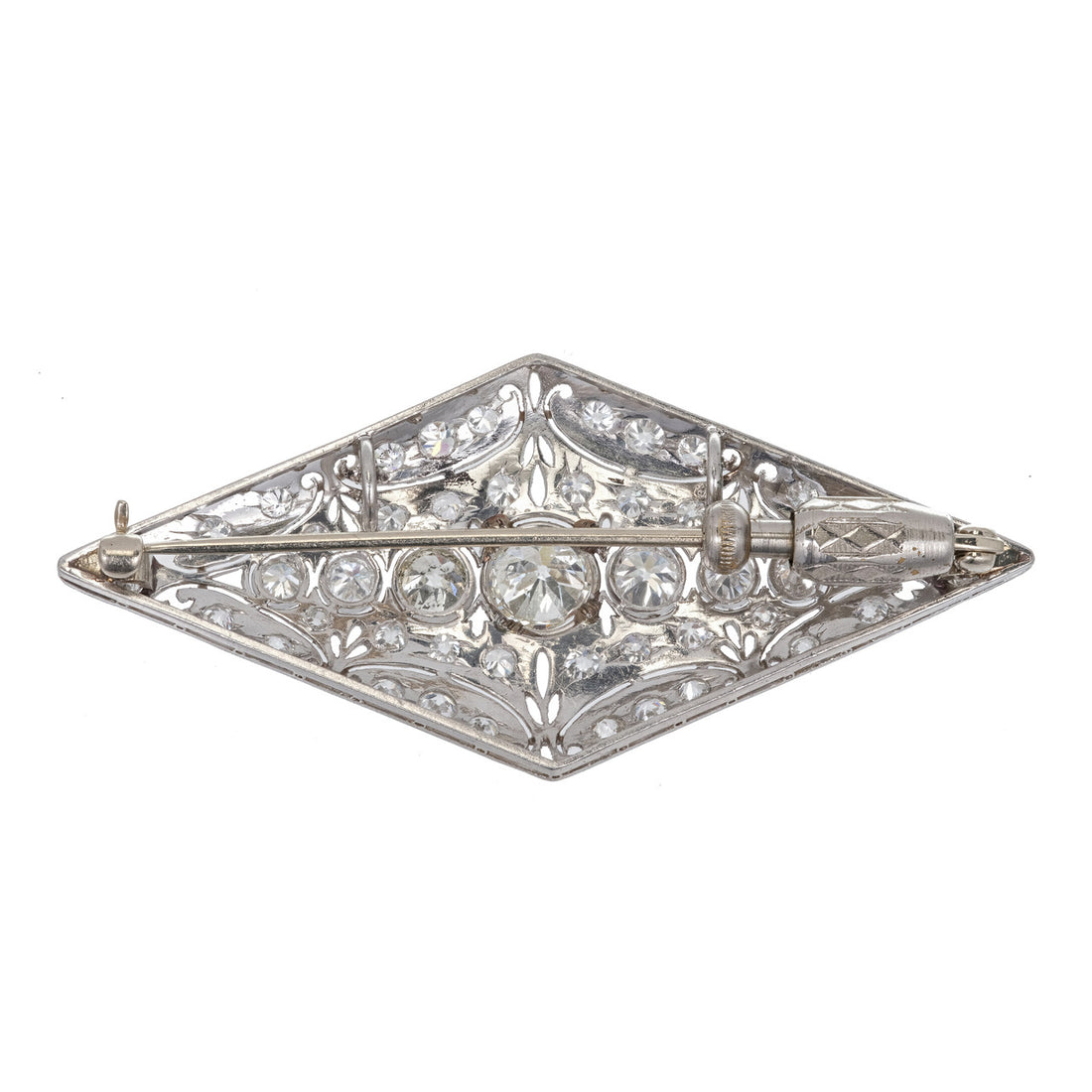 Vintage Art Deco Old European 3.75ct Cut Platinum Diamond Pin – image 3