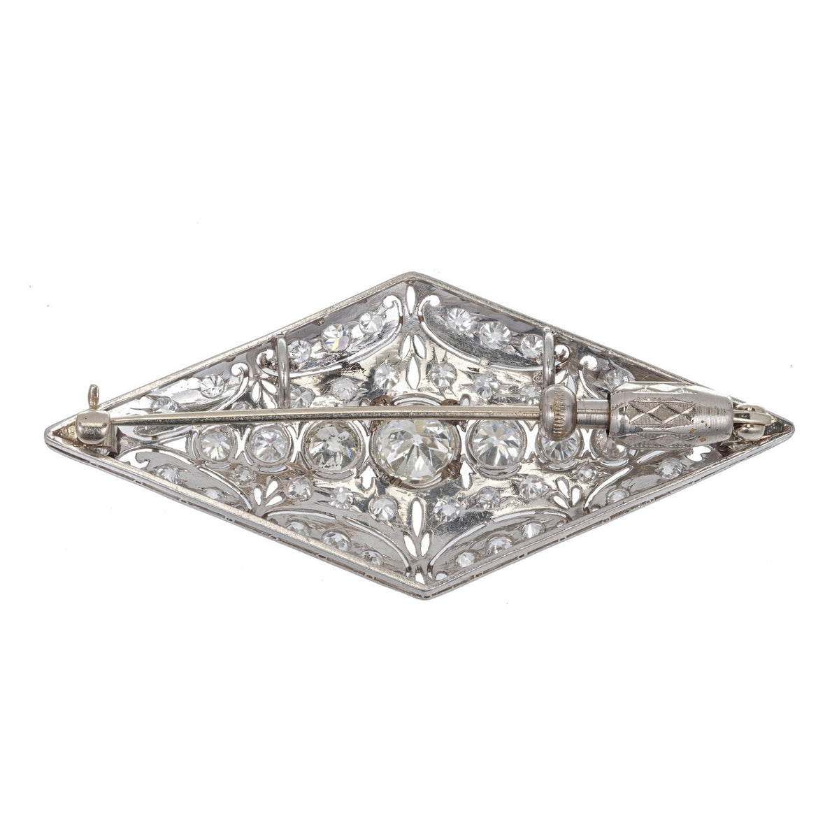 Vintage Art Deco Old European 3.75ct Cut Platinum Diamond Pin – image 3
