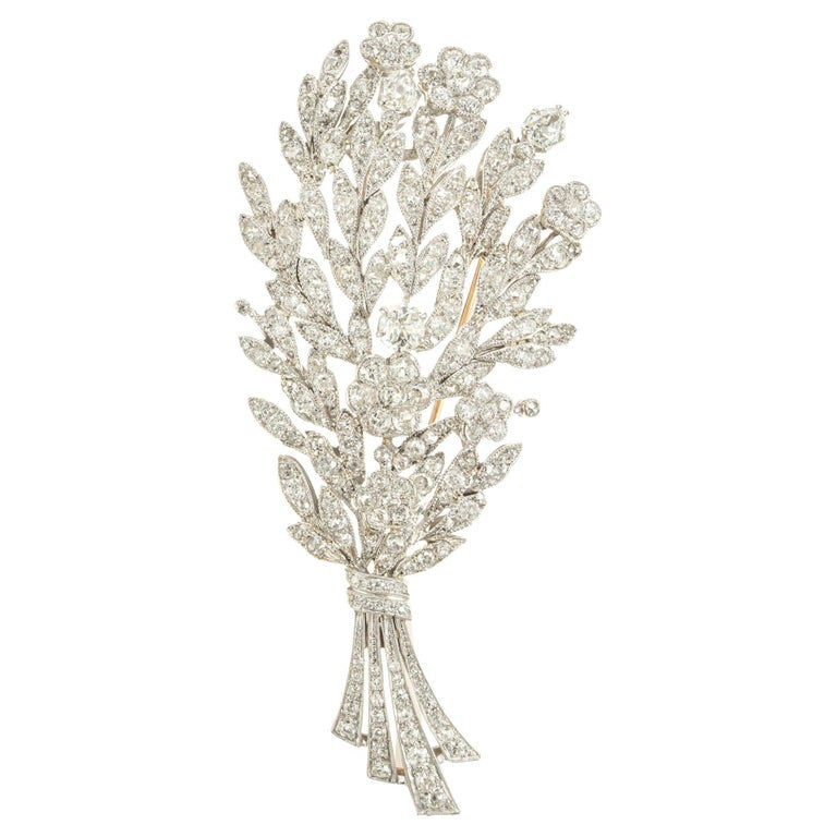 6.62 Carat Diamond Rose Gold Platinum Flower Brooch