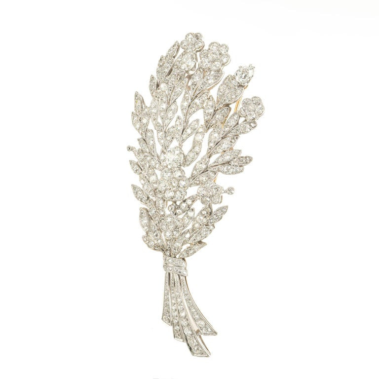 6.62 Carat Diamond Rose Gold Platinum Flower Brooch – image 2