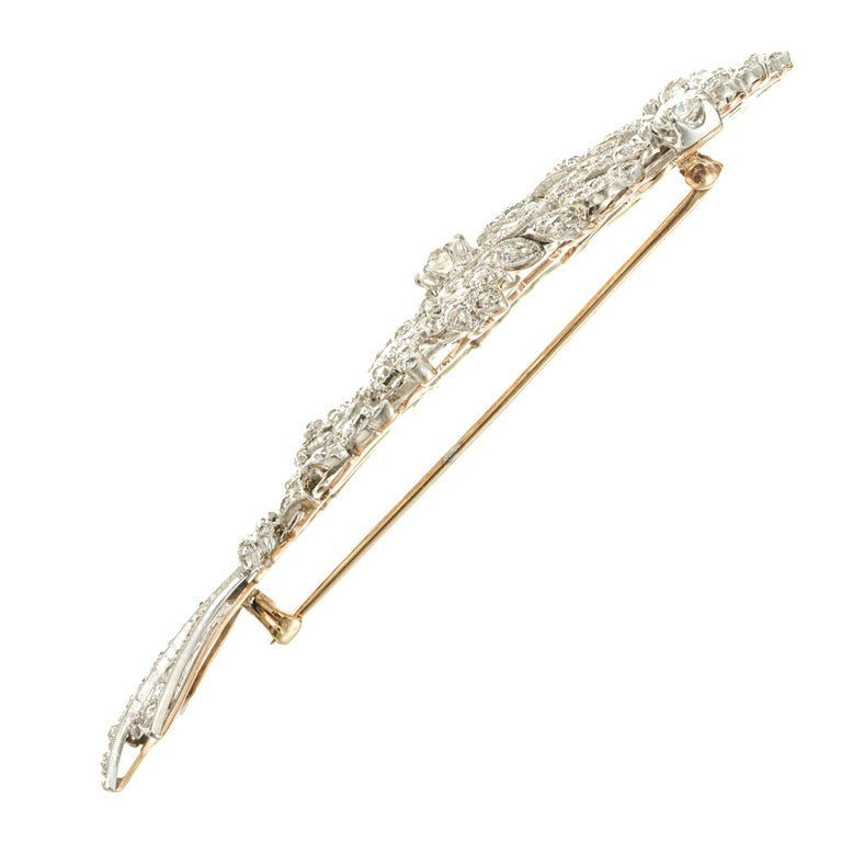 6.62 Carat Diamond Rose Gold Platinum Flower Brooch – image 5