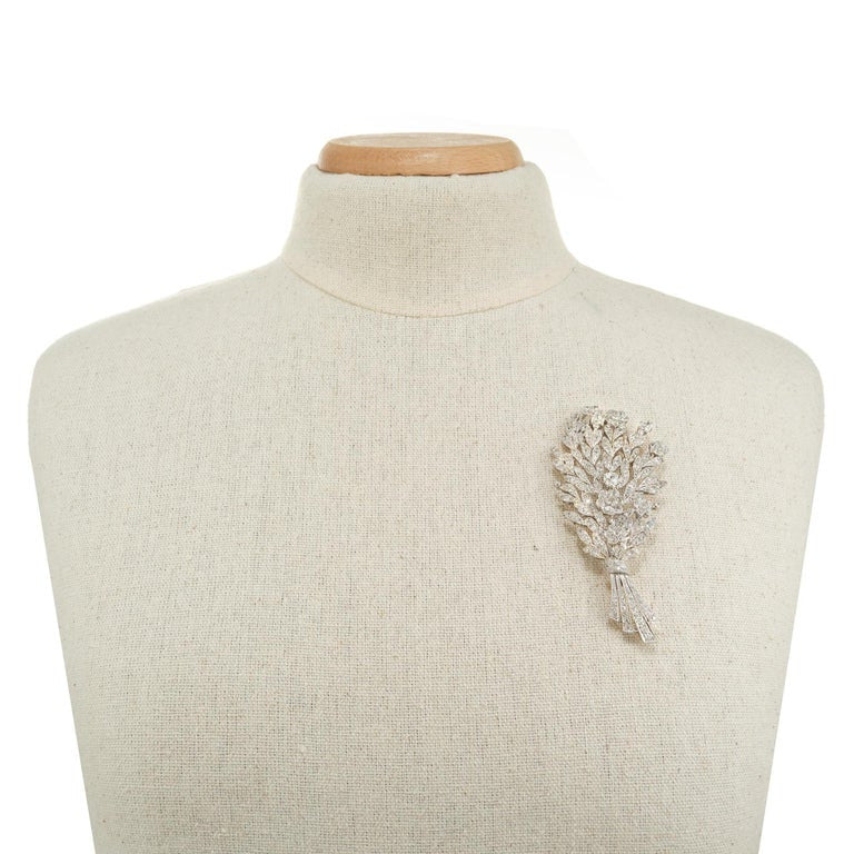 6.62 Carat Diamond Rose Gold Platinum Flower Brooch – image 4