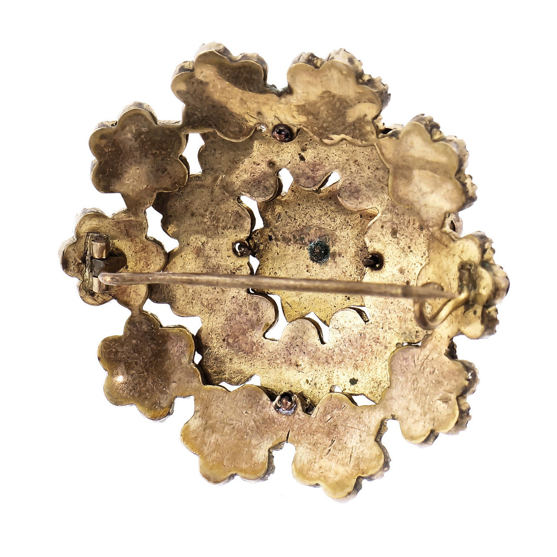 Garnet Gold Plate Silver Cluster Brooch – image 2