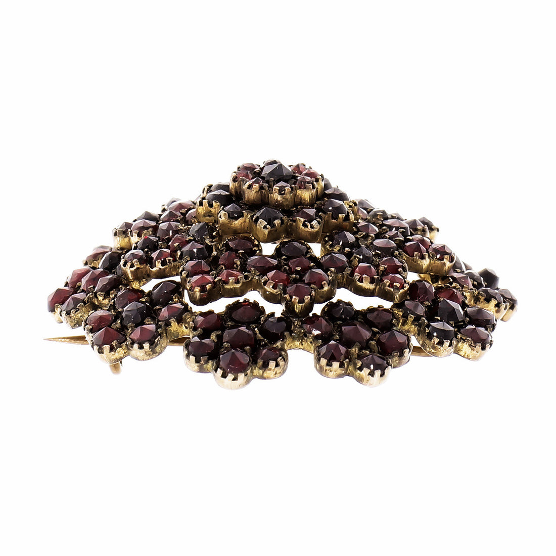 Garnet Gold Plate Silver Cluster Brooch – image 3