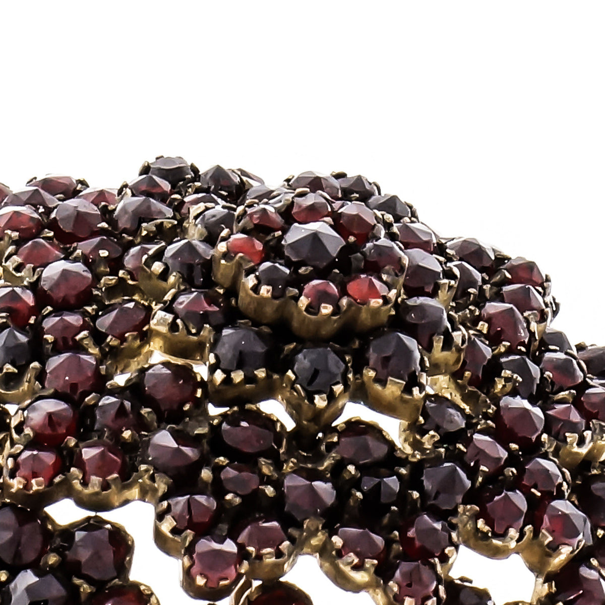 Garnet Gold Plate Silver Cluster Brooch – image 4