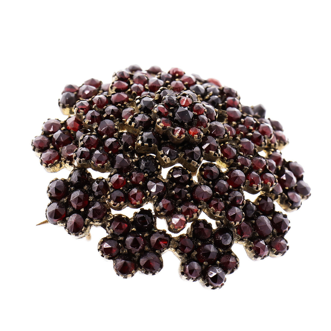 Garnet Gold Plate Silver Cluster Brooch – image 5