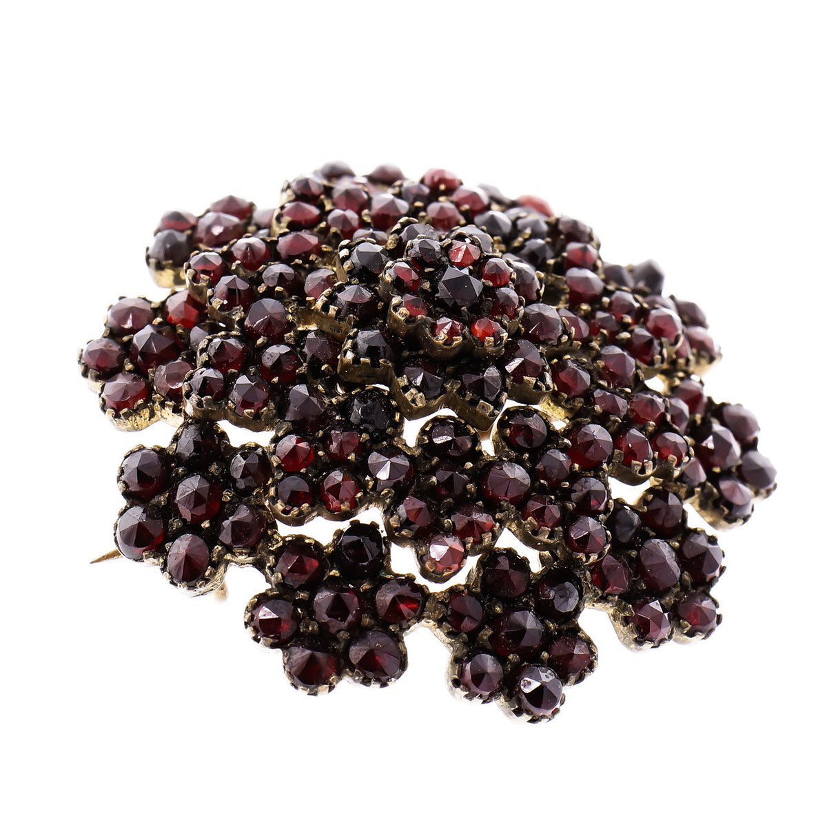 Garnet Gold Plate Silver Cluster Brooch – image 5