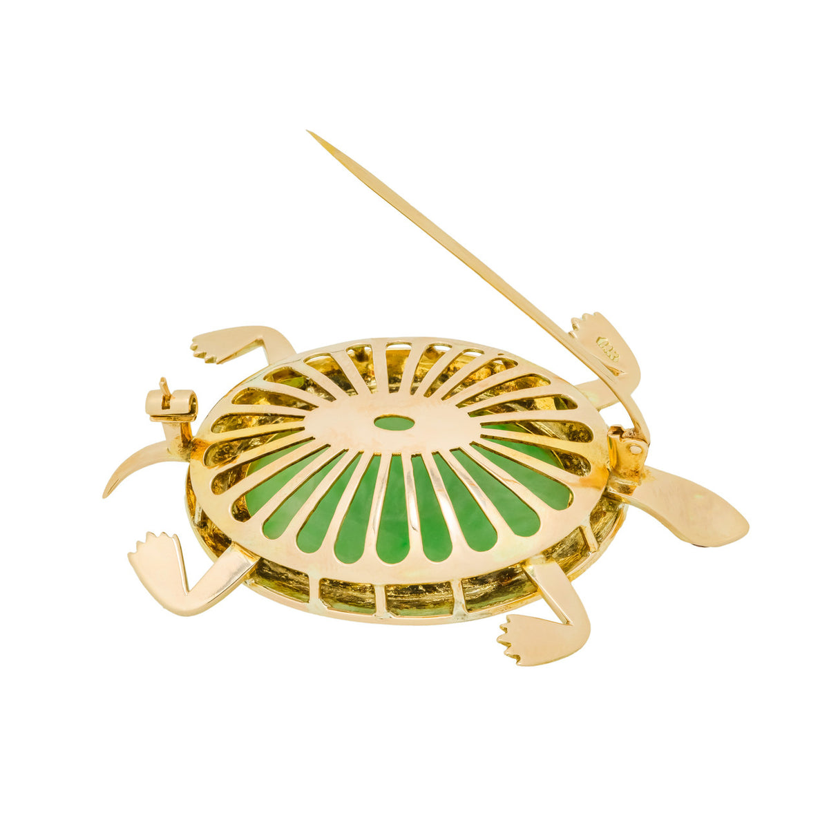 GIA Certified Natural Jadeite Jade Ruby Gold Turtle Brooch – image 6