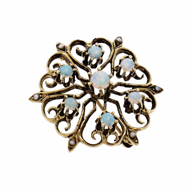 Opal Pearl 14k Yellow Gold Broach
