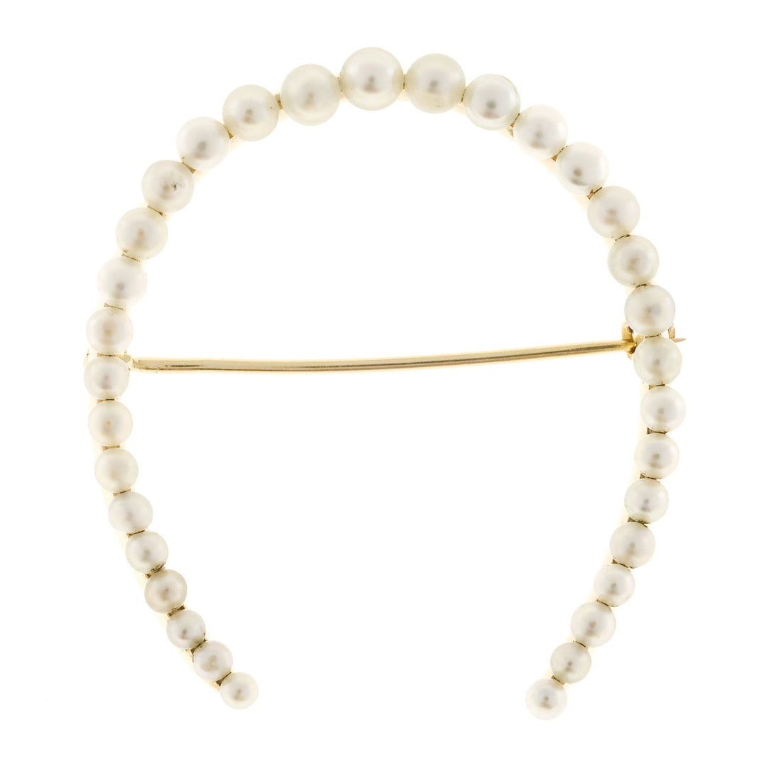 Vintage Original 1900 All Natural Silvery White Pearl 14k Gold Horse Shoe Pin – image 3