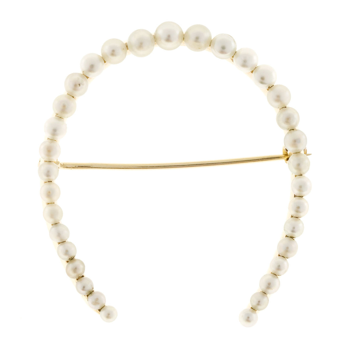 Vintage Original 1900 All Natural Silvery White Pearl 14k Gold Horse Shoe Pin – image 3