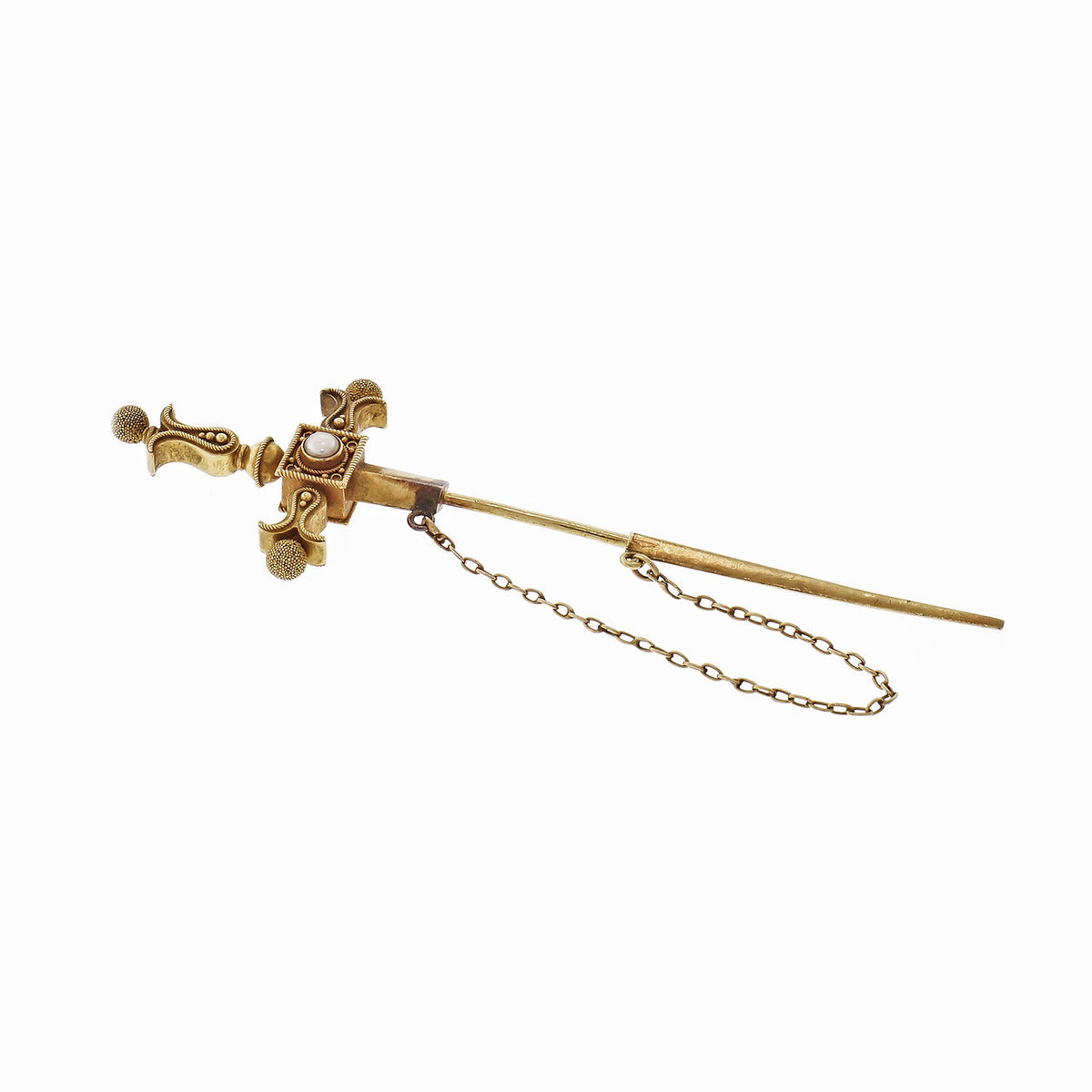 18k Yellow Gold Akoya Pearl Shield Brooch – image 3