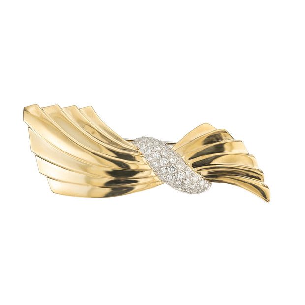 Van Cleef & Arpels 1.60 Carat Diamond Swirl Yellow Gold Brooch