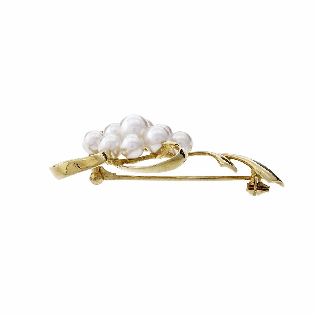 Mikimoto Flower Pin Cultured Peral 18k Yellow Gold – image 3