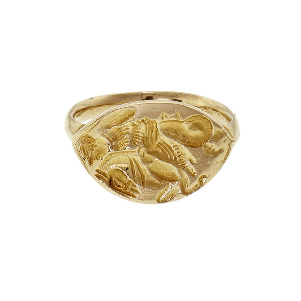 14k Yellow Gold Hand Carved Freeform Band