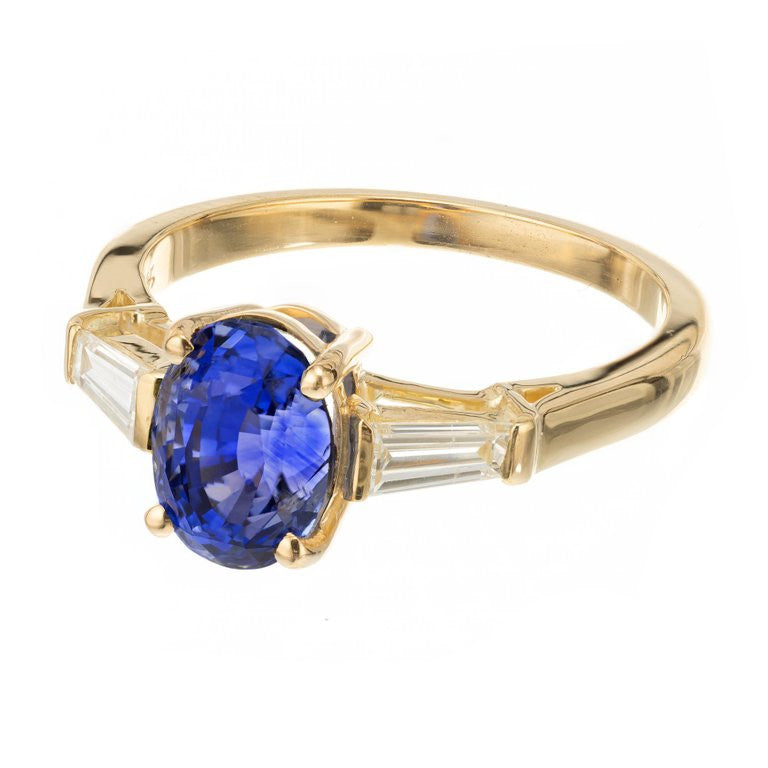 Bvlgari GIA Certified 2.24 Carat Sapphire Diamond Gold Engagement Ring – image 3