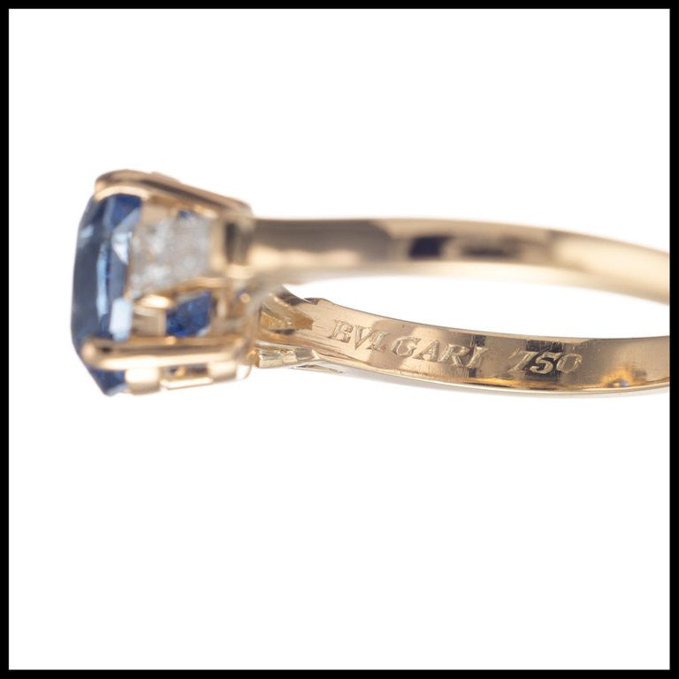 Bvlgari GIA Certified 2.24 Carat Sapphire Diamond Gold Engagement Ring – image 5