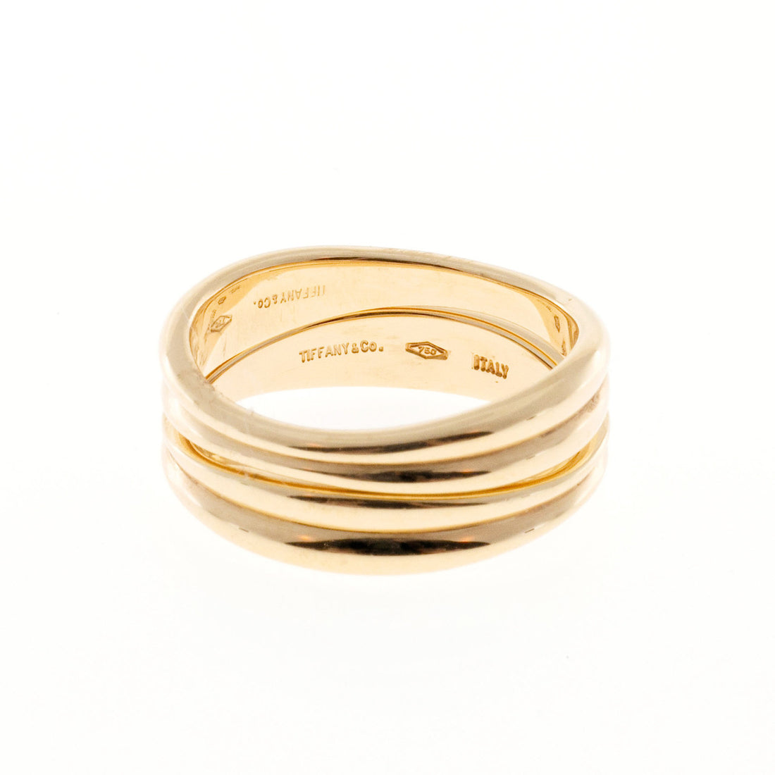 Vintage 2 Tiffany & Co 18k Pink Gold Sz 5 Matched Swirl Rings Separate or Join – image 6