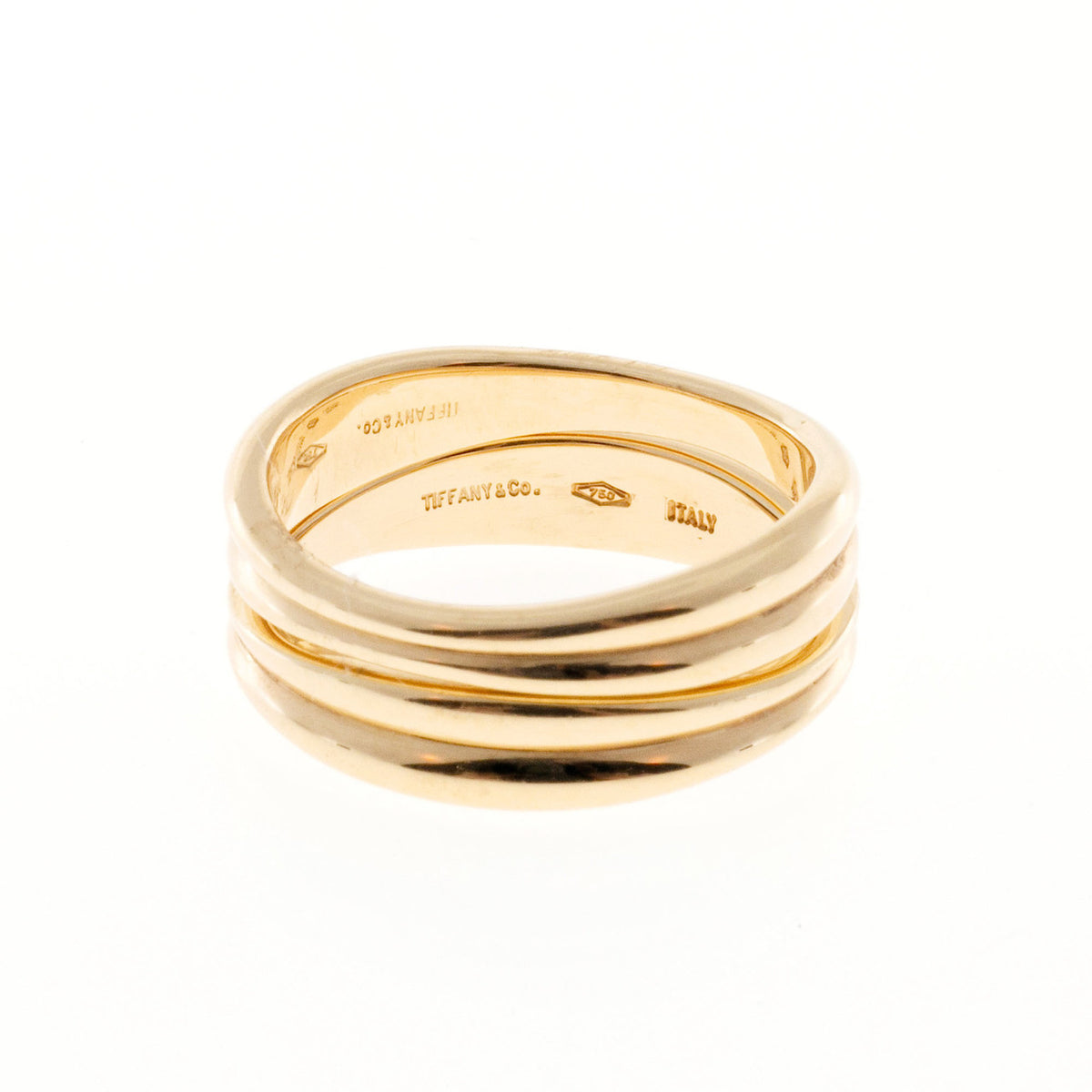 Vintage 2 Tiffany & Co 18k Pink Gold Sz 5 Matched Swirl Rings Separate or Join – image 6